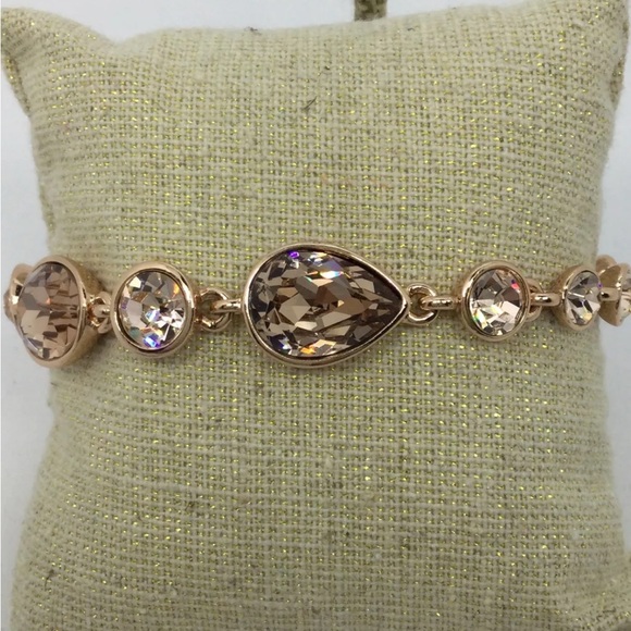 Givenchy Rose Goldtone Champagne Crystal Bracelet & Earrings Set - Picture 3 of 4